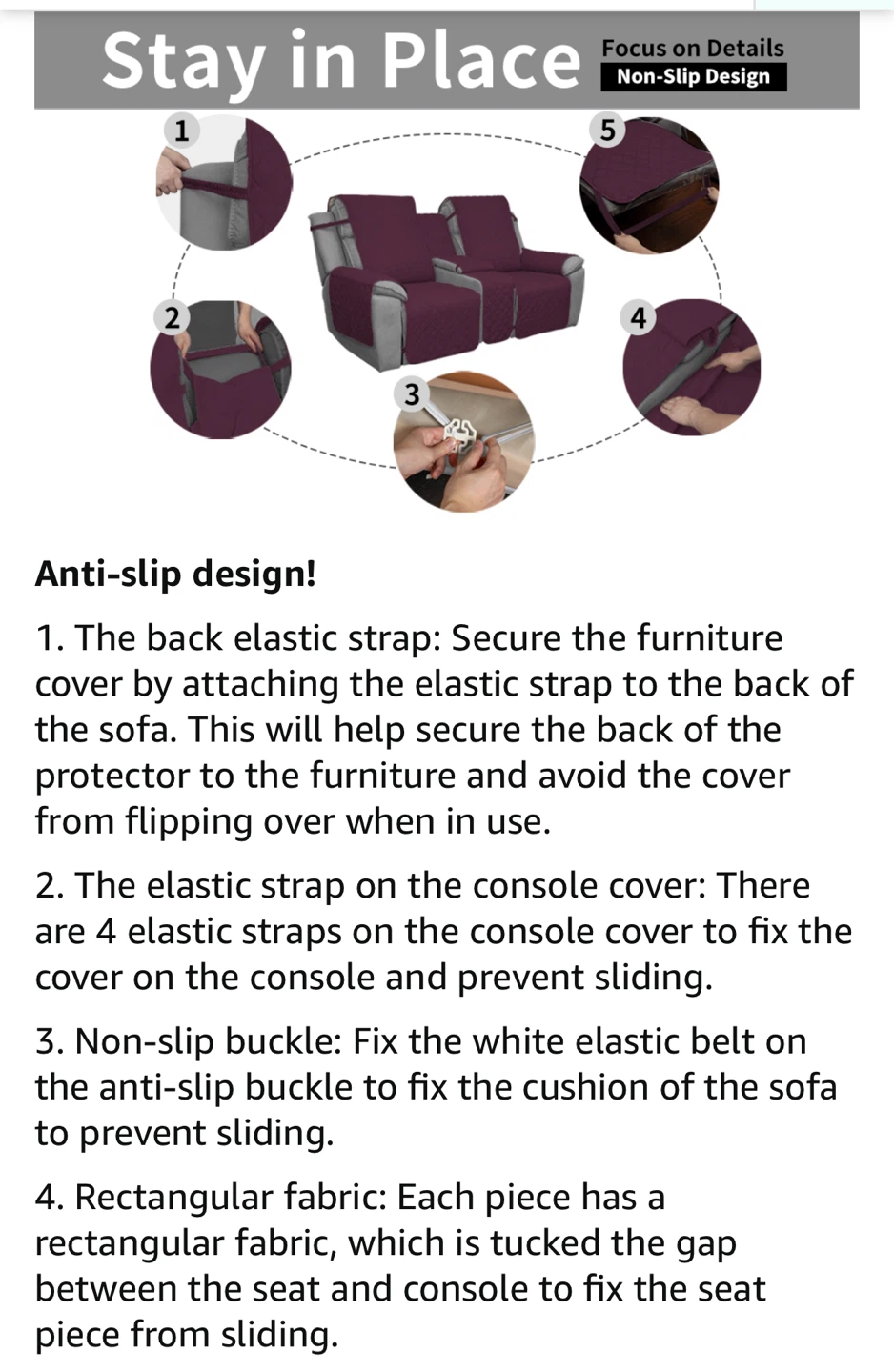 Easy-Going Recliner Loveseat Cover - Wine/Beige - photo 5