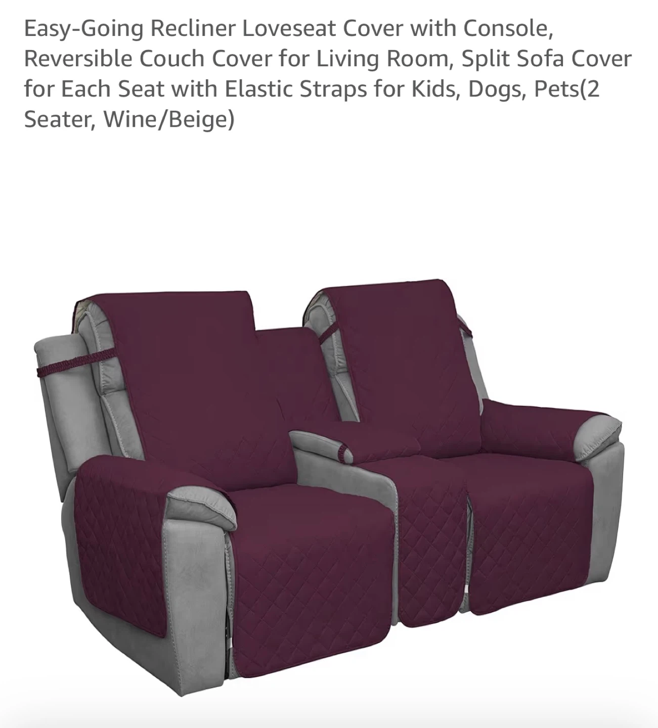 Easy-Going Recliner Loveseat Cover - Wine/Beige