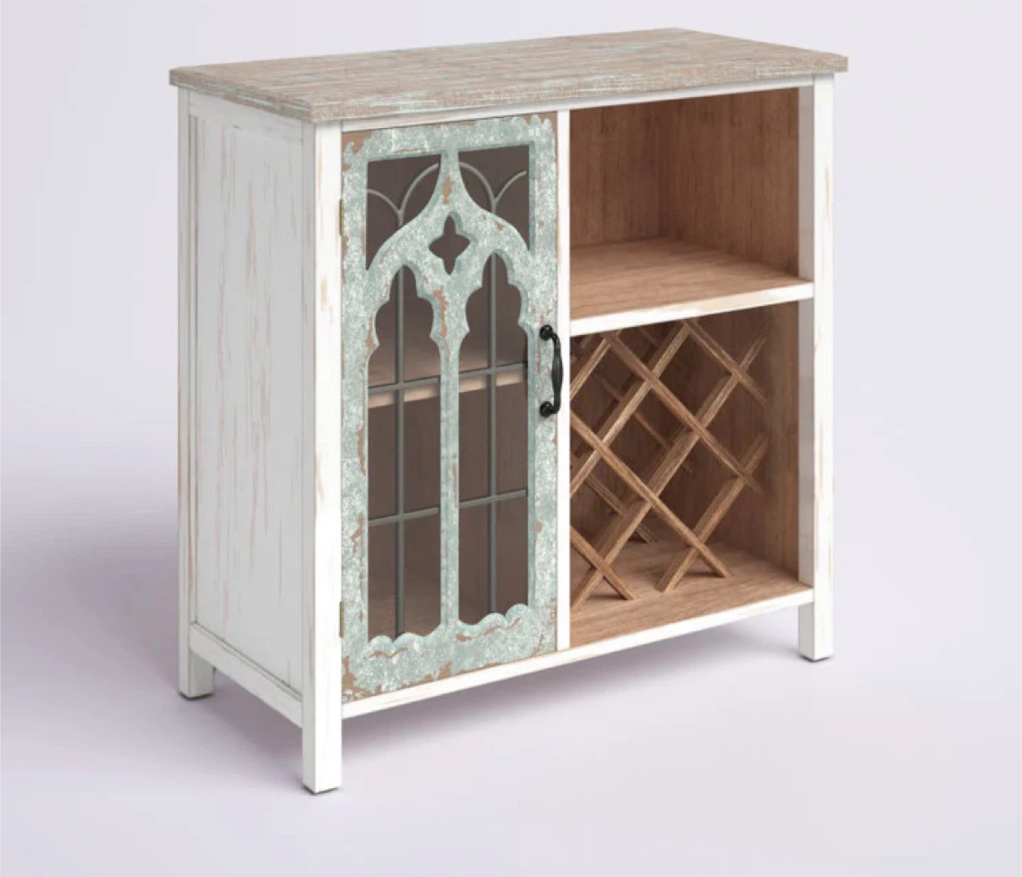 Whitewashed Bar Cabinet with Wine Rack - photo 3