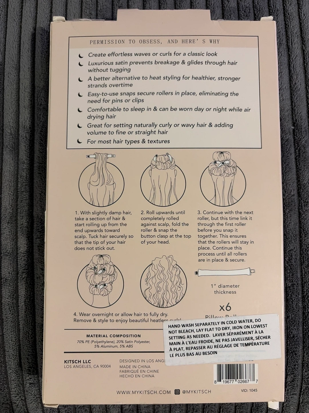 Kitsch Satin Pillow Rollers - 6 Pcs - photo 2