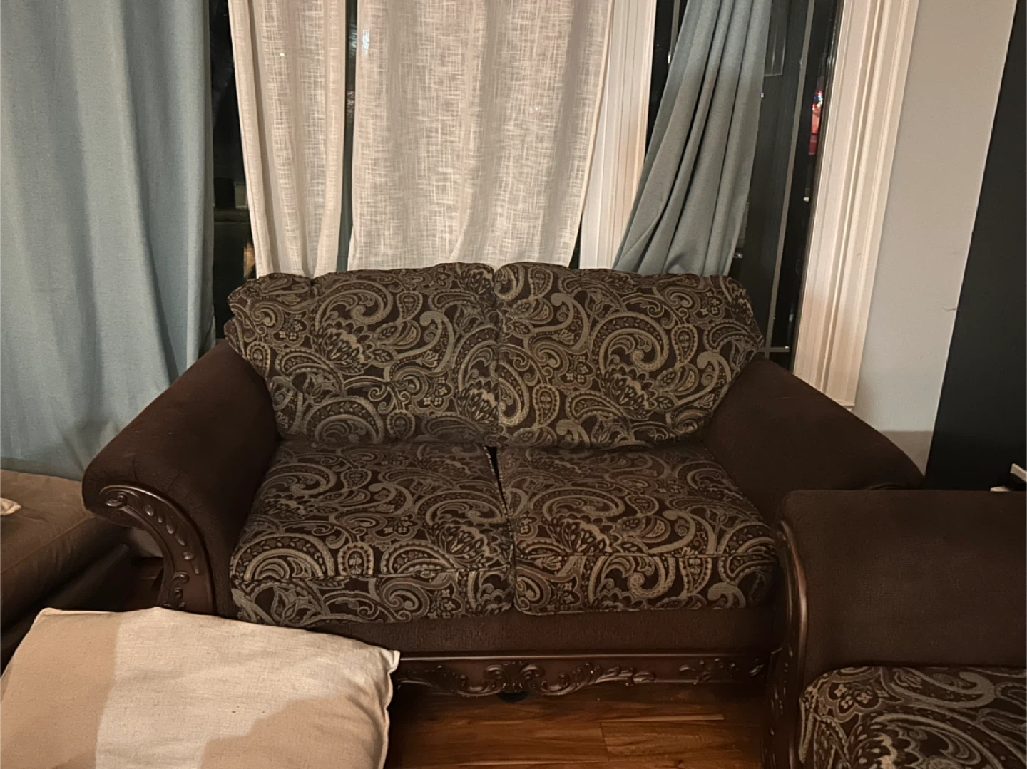 Brown ashly Patterned 2 sofas
