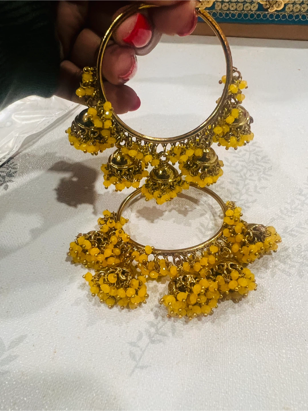 Yellow Jhumka Earrings