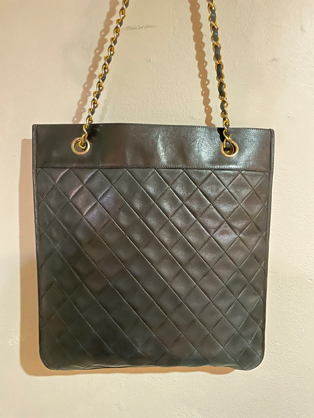Chanel Vintage Black Leather Tote Bag - photo 2