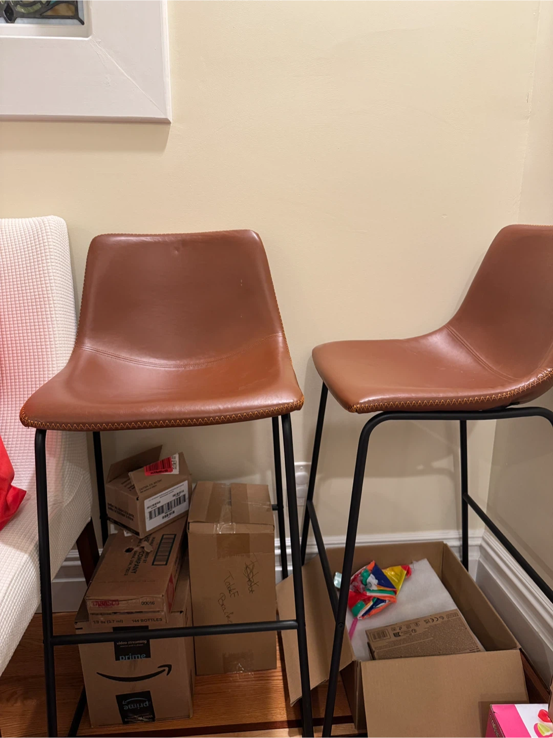 Set of 2 Brown Faux Leather Bar Stools