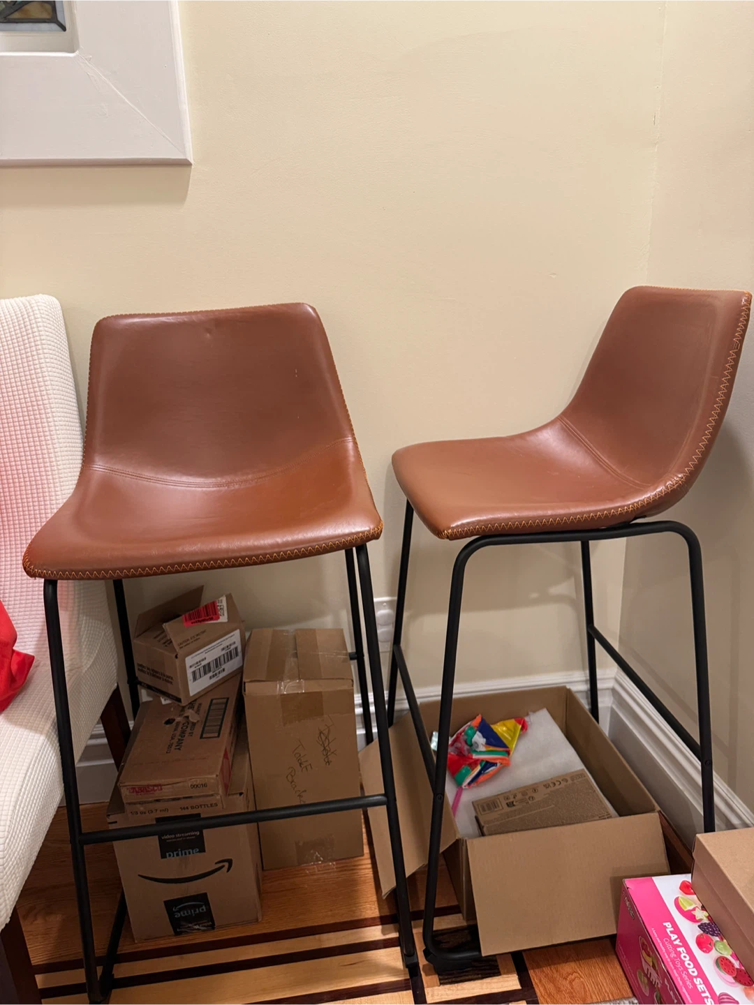 Set of 2 Brown Faux Leather Bar Stools - photo 3