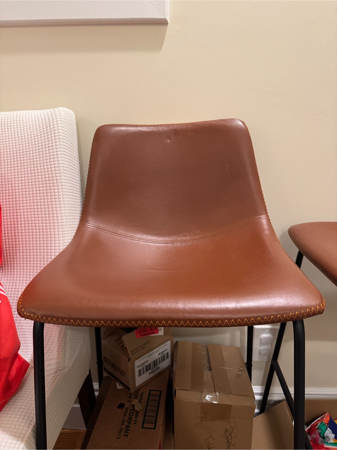 Set of 2 Brown Faux Leather Bar Stools - photo 2