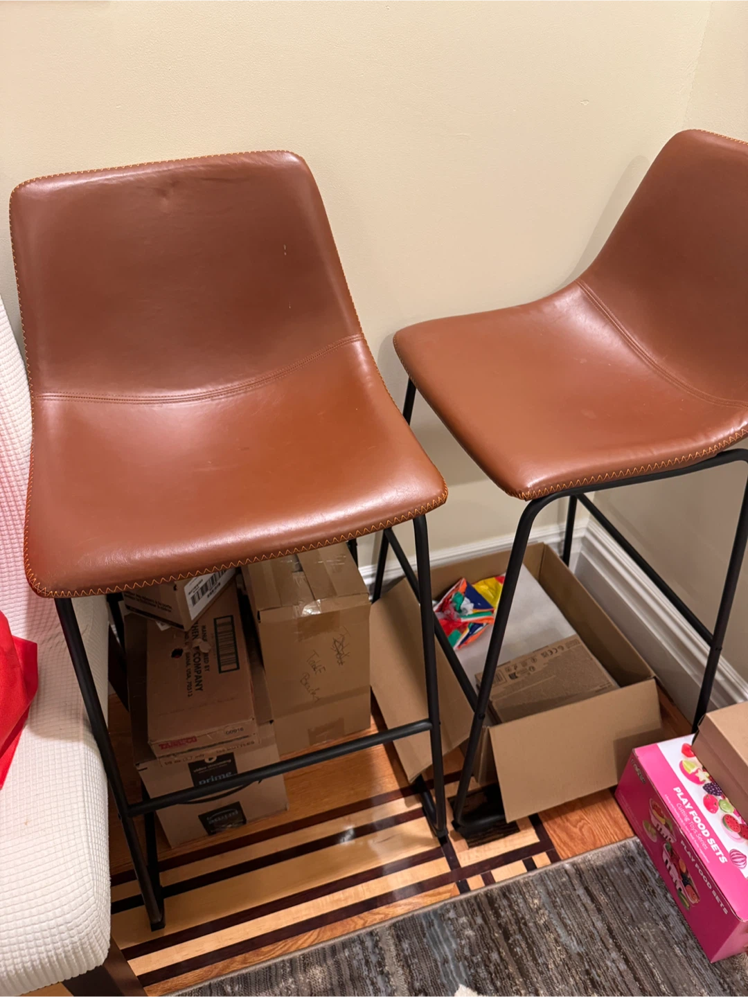 Set of 2 Brown Faux Leather Bar Stools - photo 4