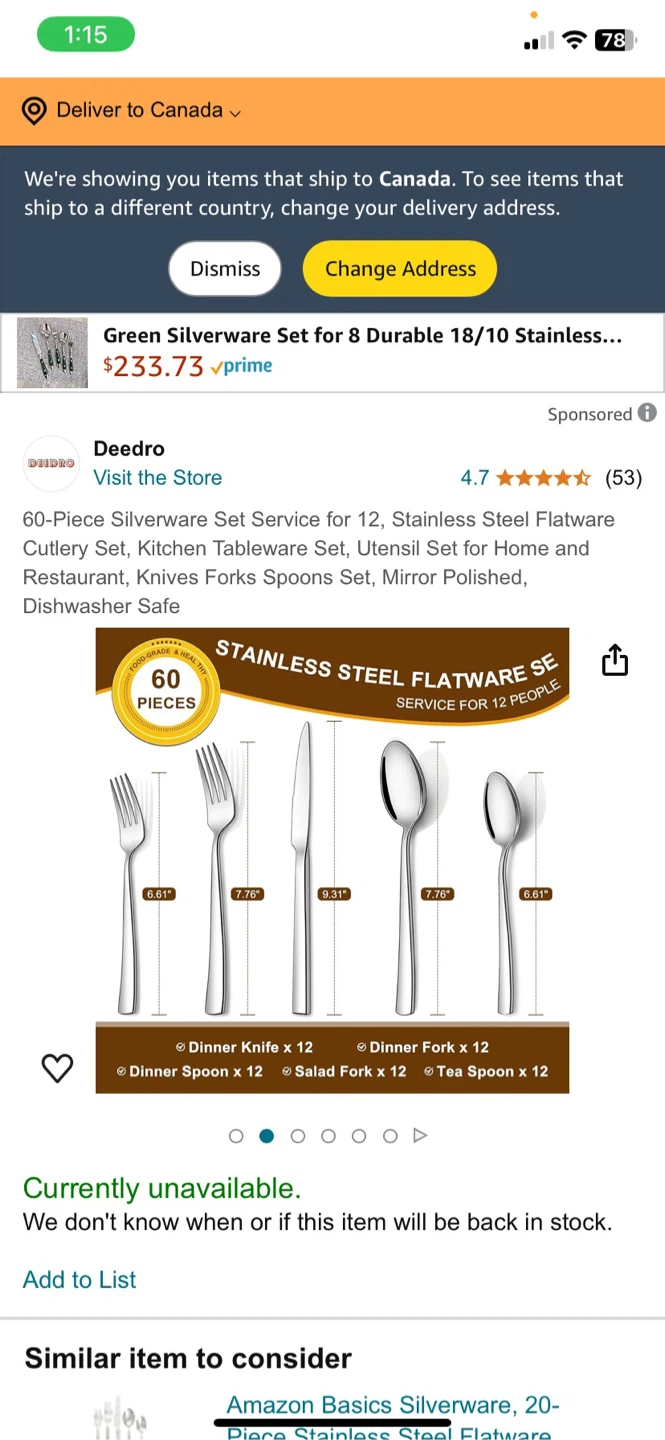 Piece Silverware Set, New 16