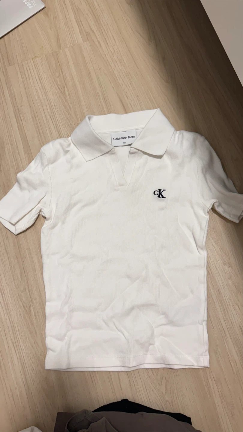Calvin Klein Jeans White Polo Shirt - Size XS