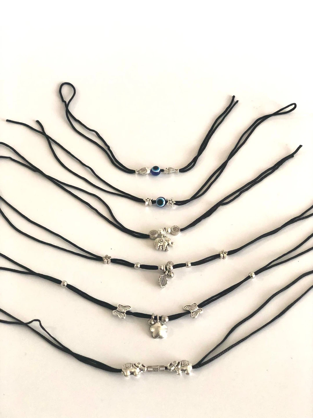 Black thread anklets - with charms! - photo 2