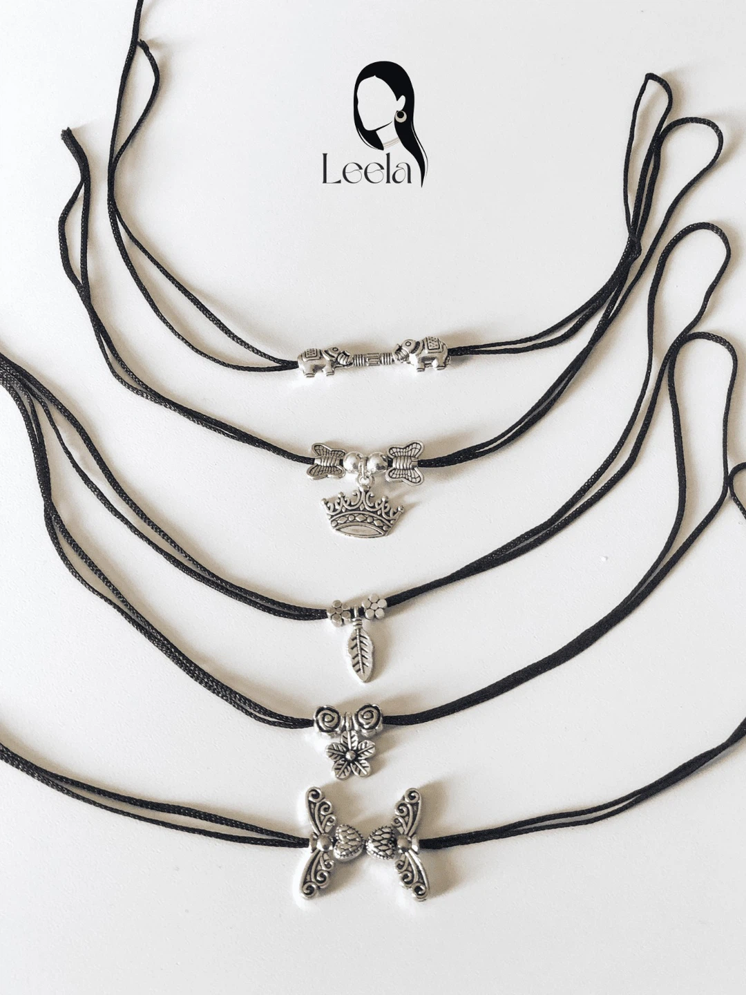 Black thread anklets - with charms!