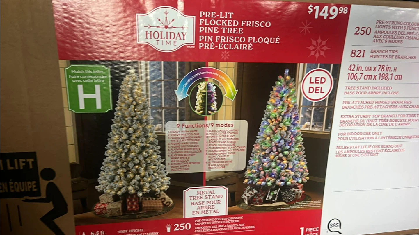 Holiday Time Pre-Lit Flocked Frisco Pine Tree