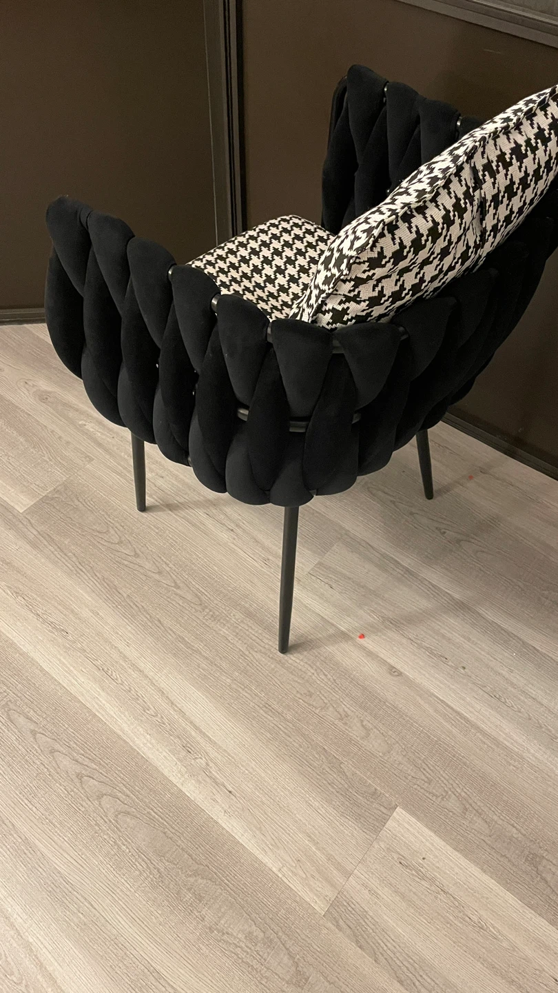 Black Accent Chair with Houndstooth Cushion - photo 4