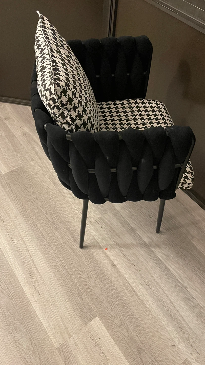 Black Accent Chair with Houndstooth Cushion - photo 3