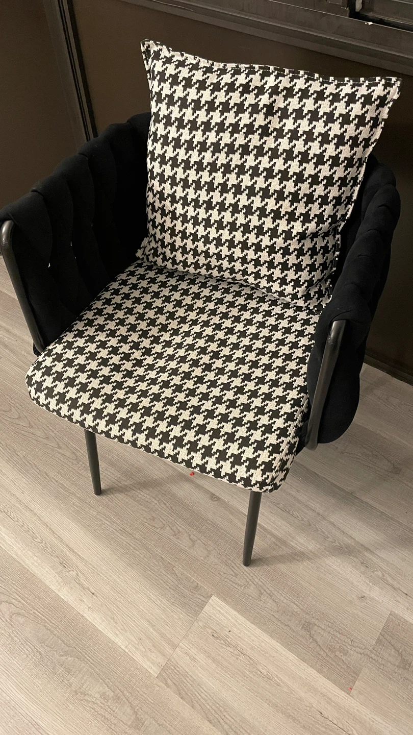 Black Accent Chair with Houndstooth Cushion - photo 2