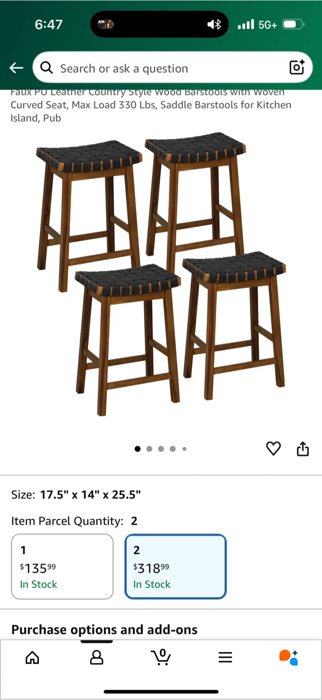 Set of 4 Woven Saddle Barstools or best offer - photo 3