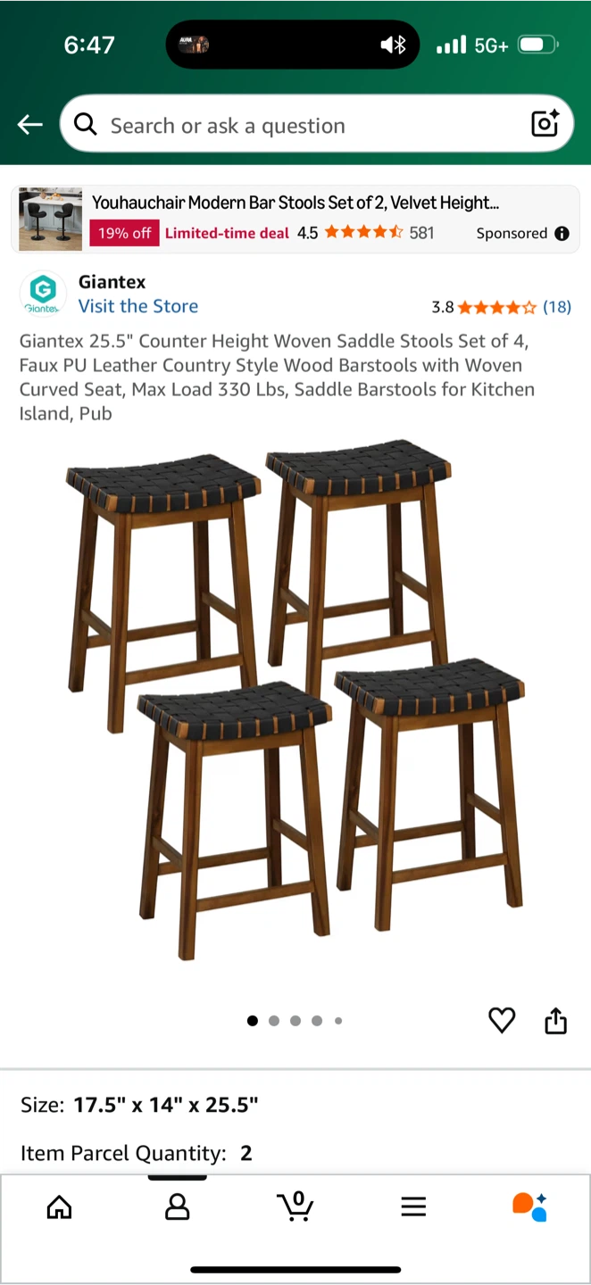 Set of 4 Woven Saddle Barstools or best offer - photo 2