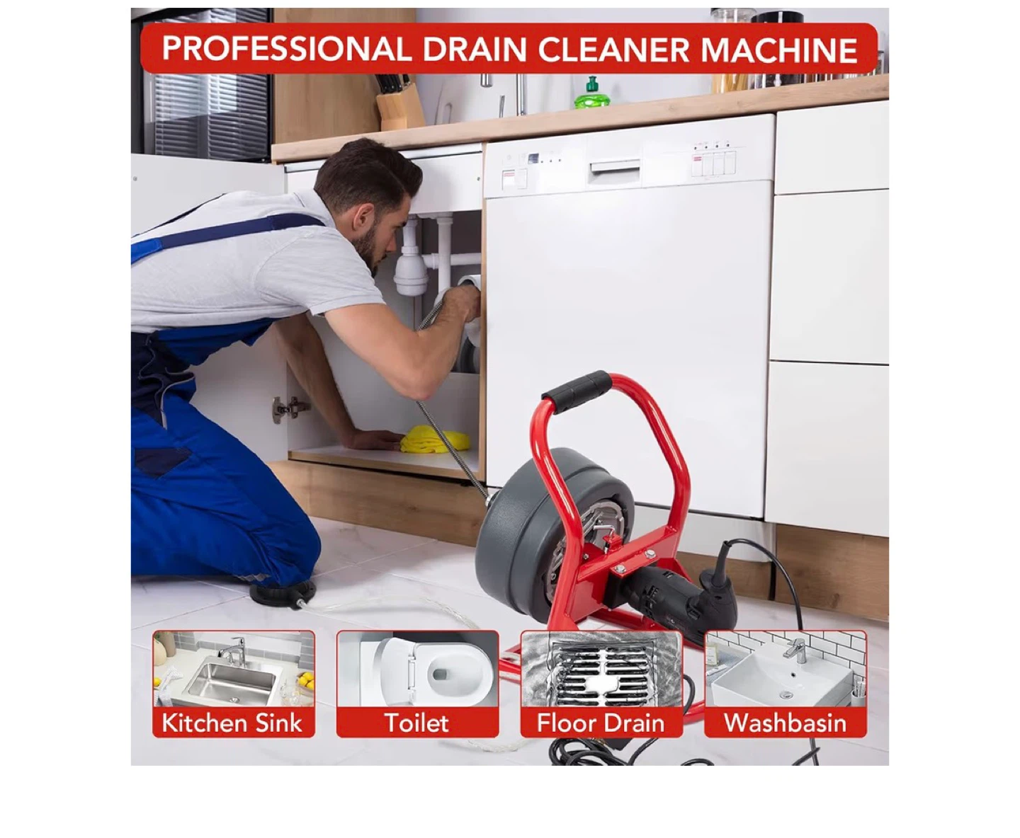 Drain Cleaner Machine with 50FT Cable - photo 5