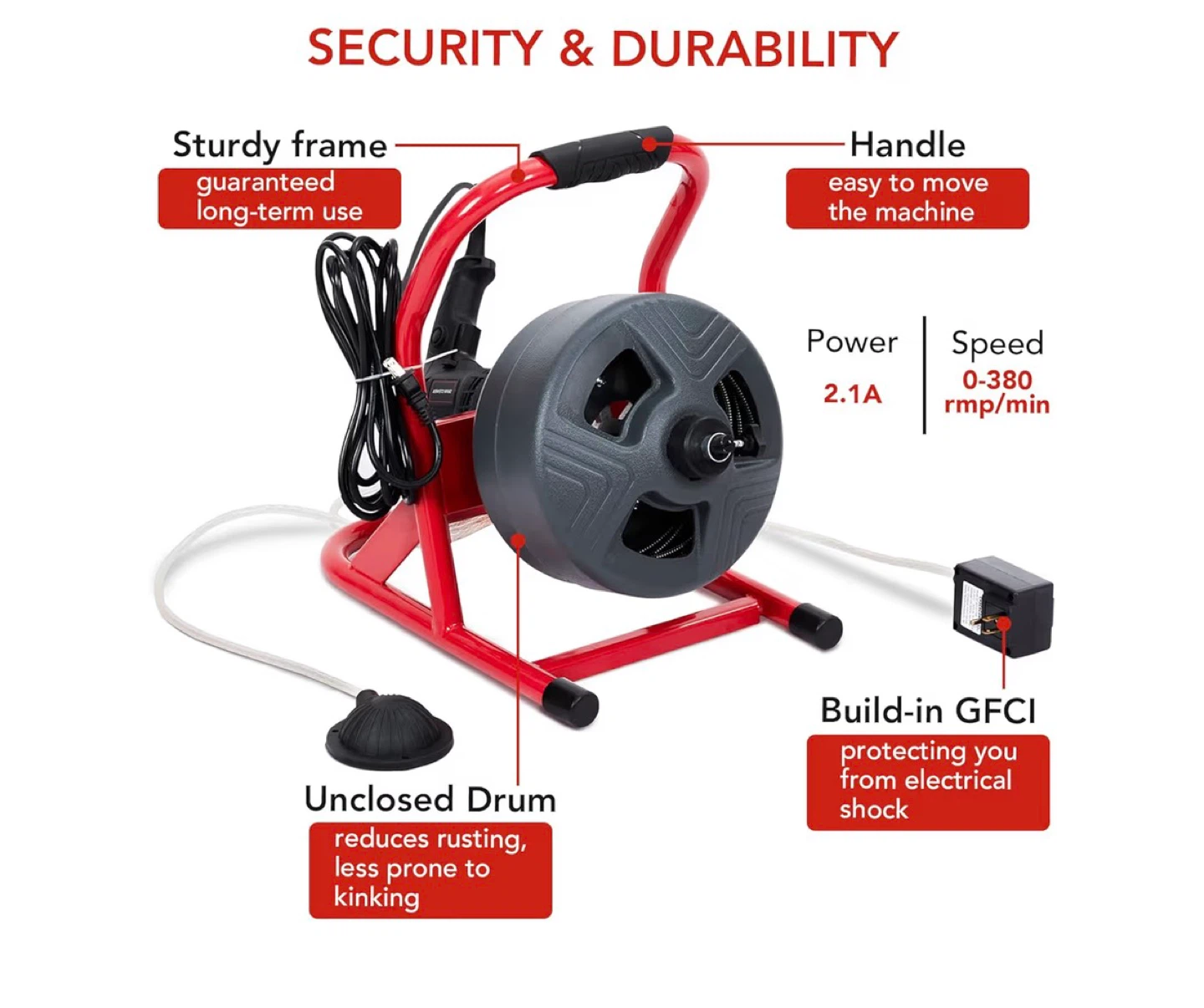 Drain Cleaner Machine with 50FT Cable - photo 4