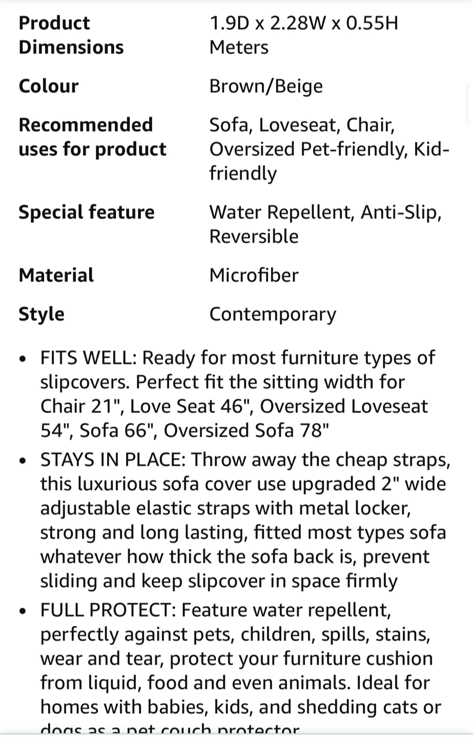 Reversible Sofa Cover - Brown/Beige - photo 3