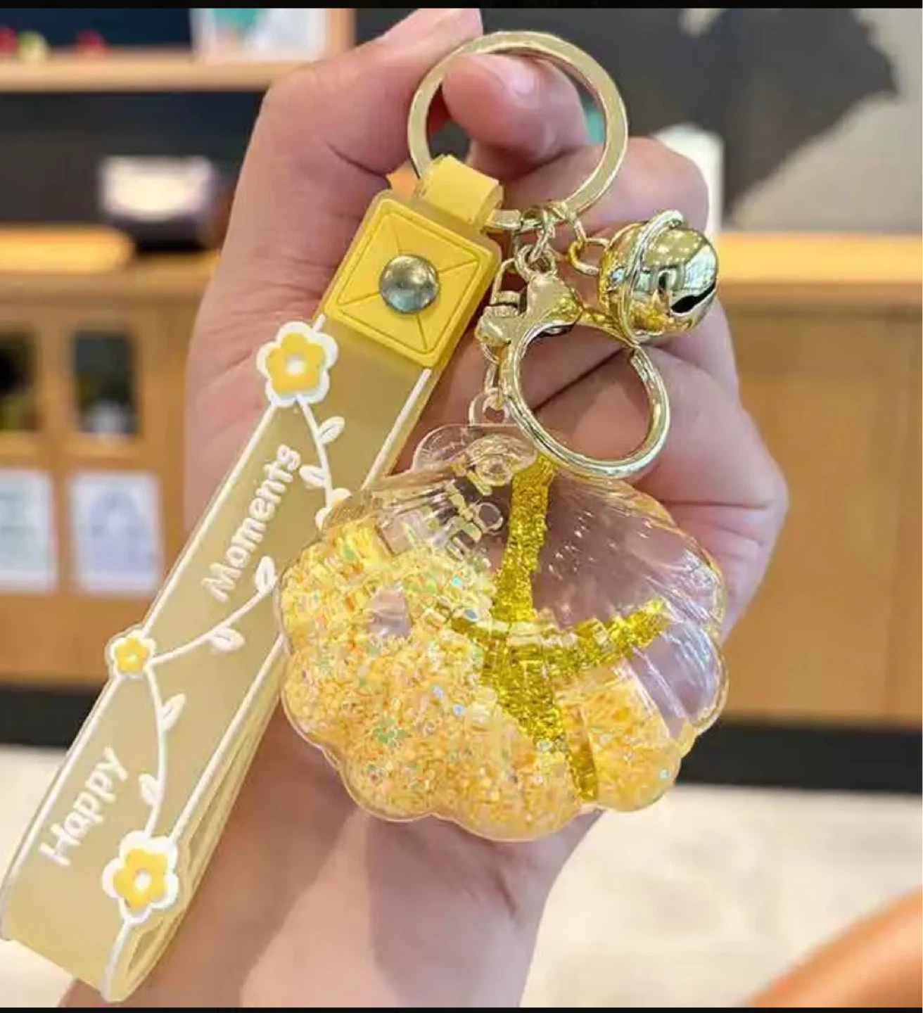 Yellow Shell Keychain with Bell
