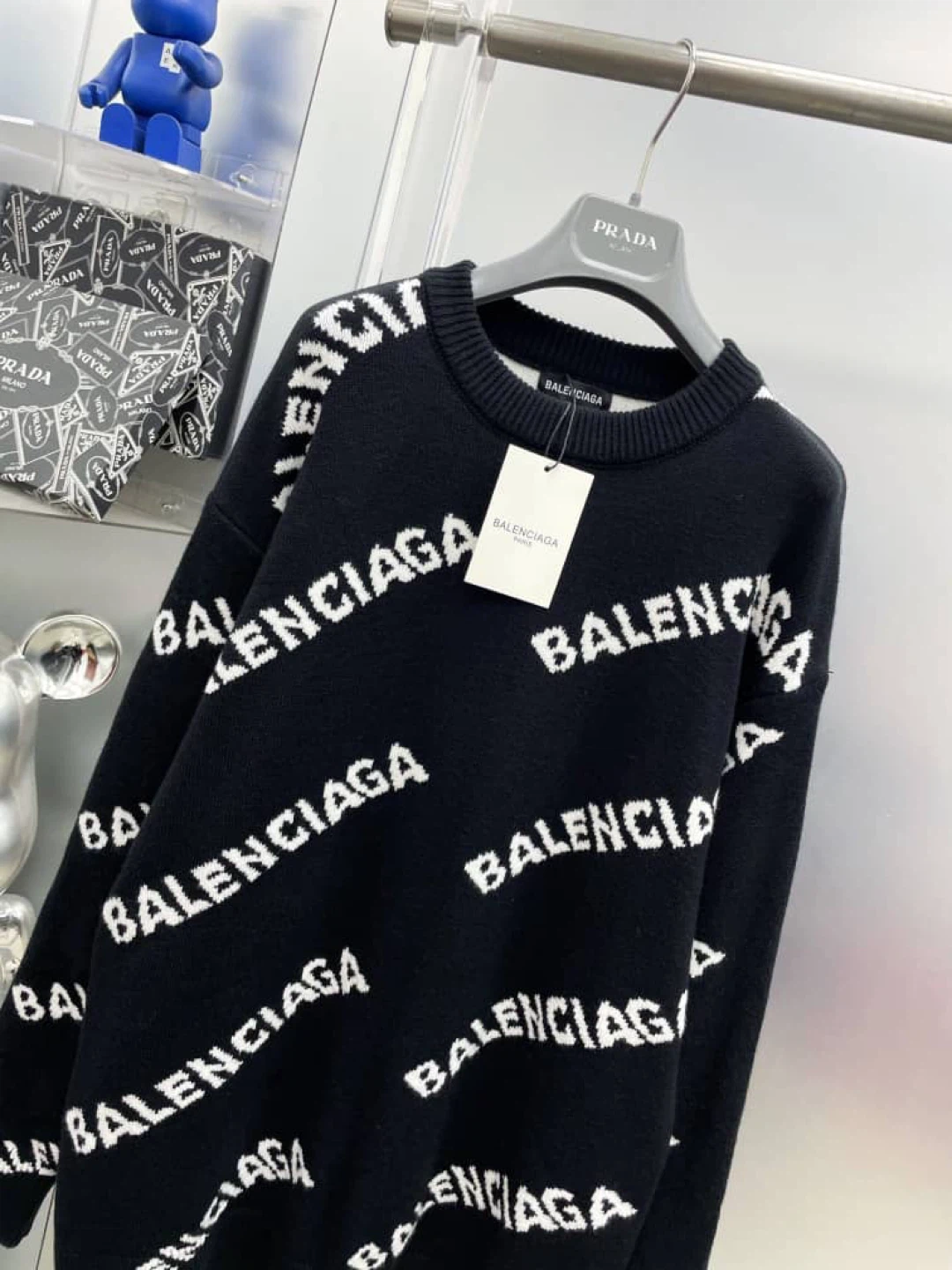 Balenciaga All Over Logo Knit Sweater - Size M - photo 3