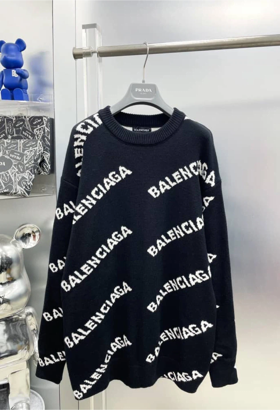 Balenciaga All Over Logo Knit Sweater - Size M - photo 2