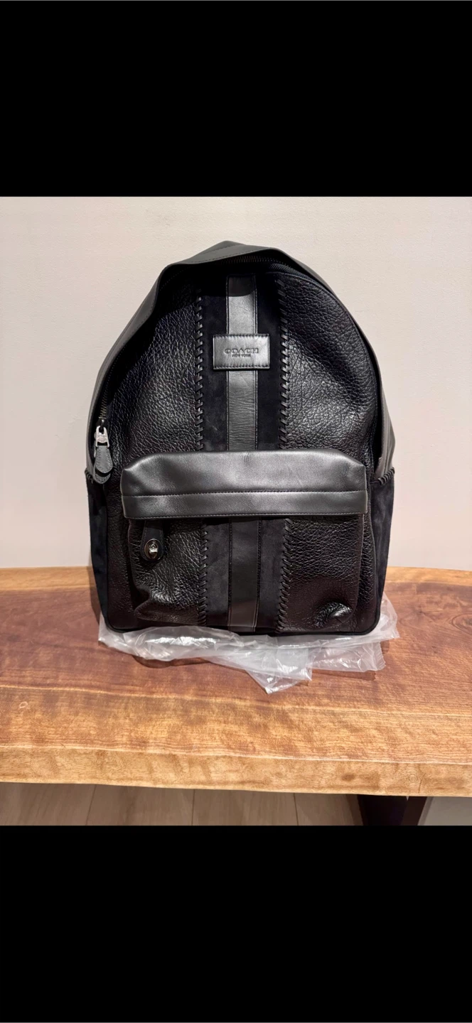 Coach Black Leather Backpack