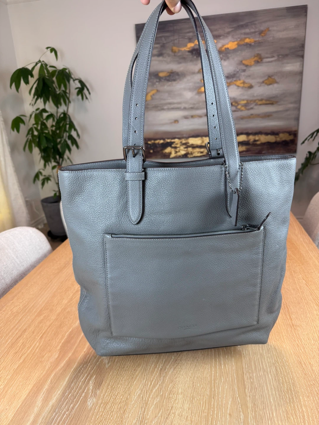 Coach Gray Leather Tote Bag
