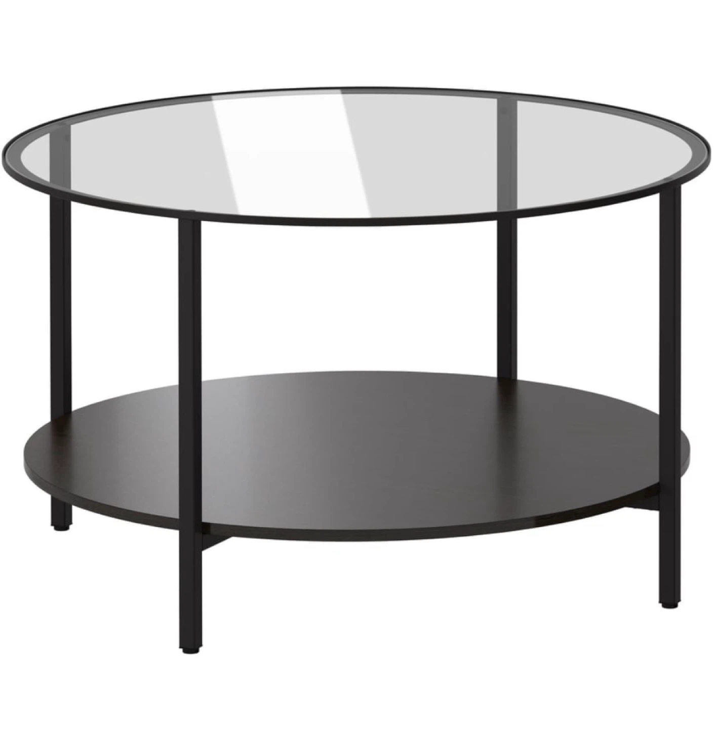 Round Glass Coffee Table - Black Frame