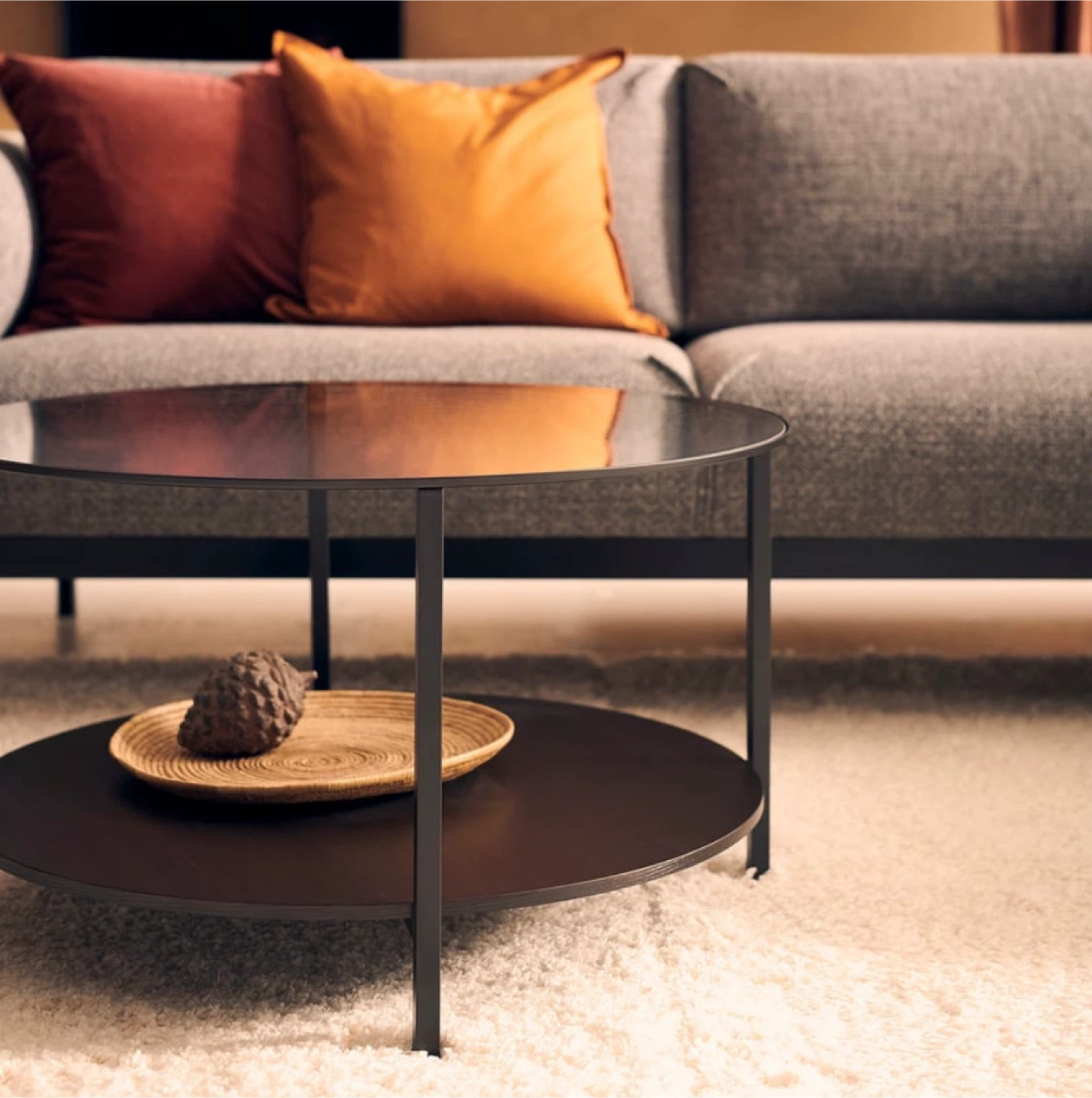 Round Glass Coffee Table - Black Frame - photo 2