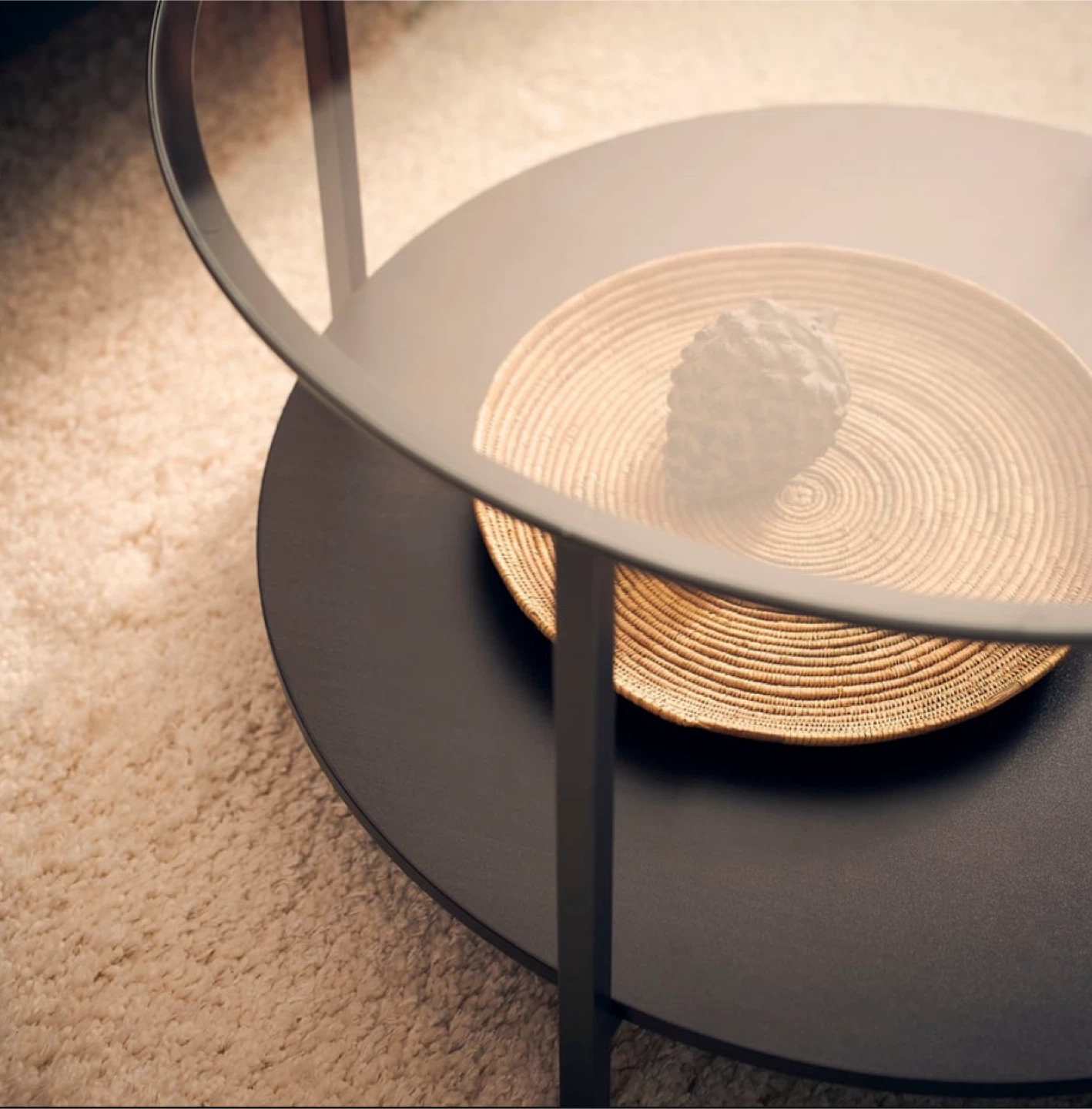 Round Glass Coffee Table - Black Frame - photo 3