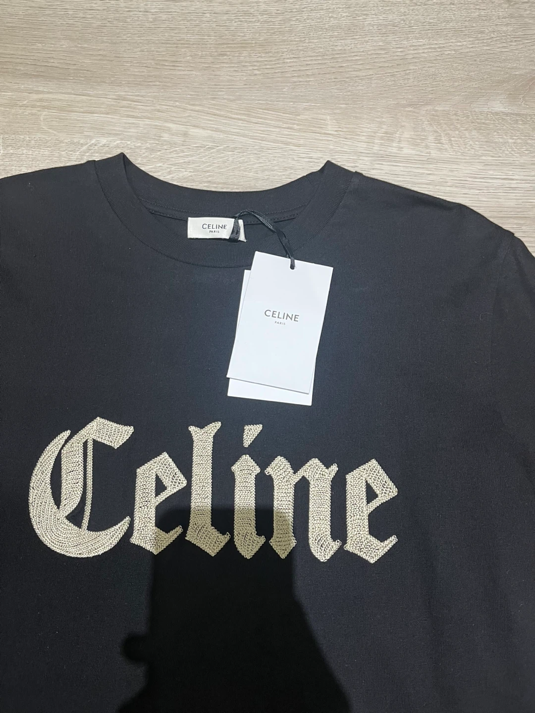 Celine Black chain stitch logo tshirt - photo 2