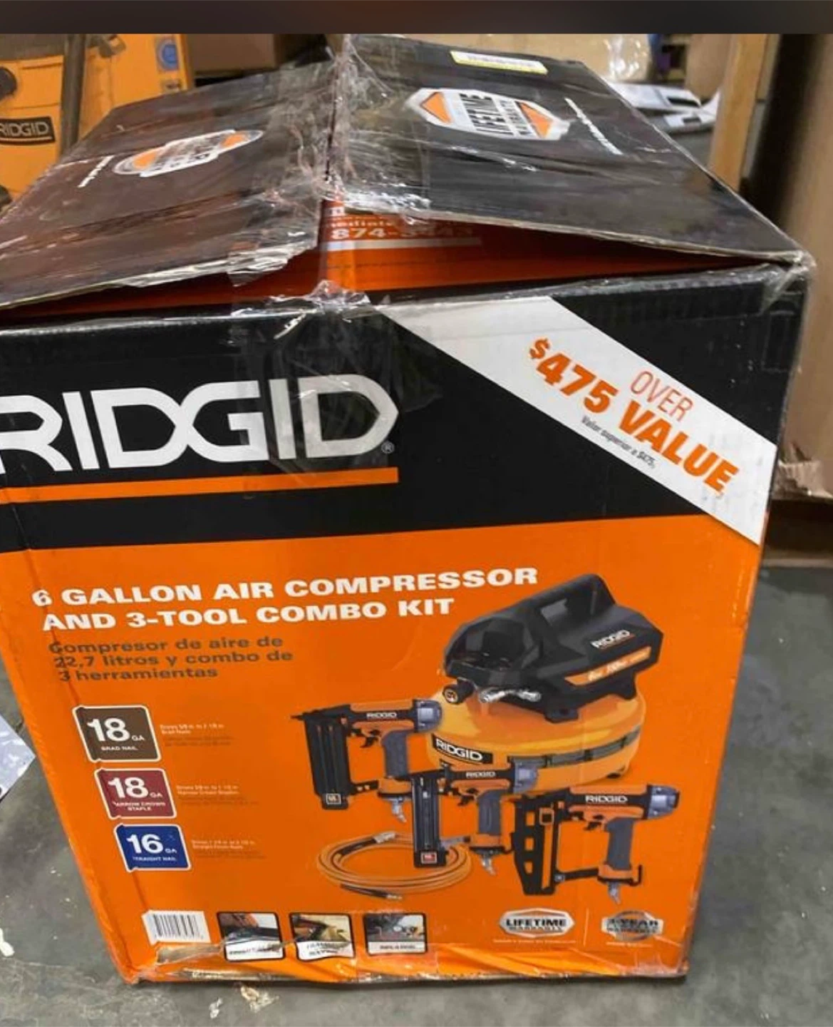 RIDGID 6 Gallon Air Compressor & 3-Tool Combo Kit