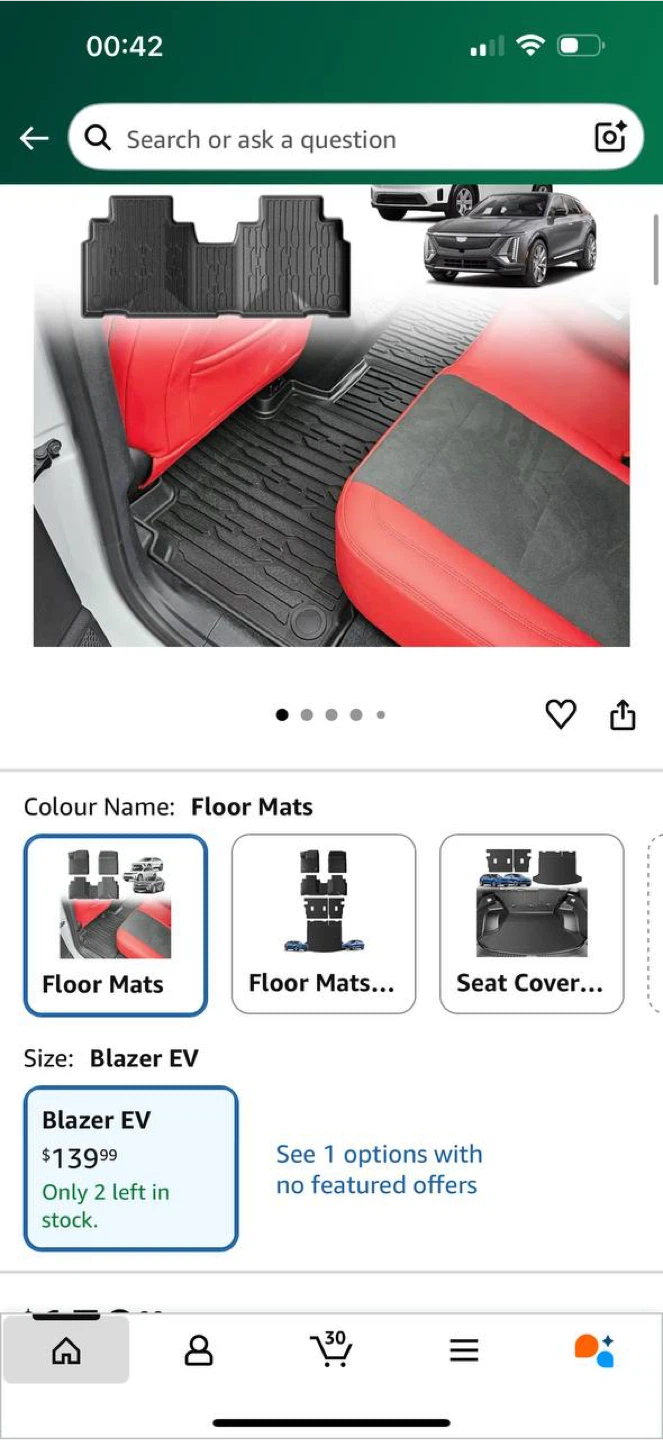 BestEvMod All-Weather Floor Mats for Chevy Blazer EV / Cadillac - photo 2