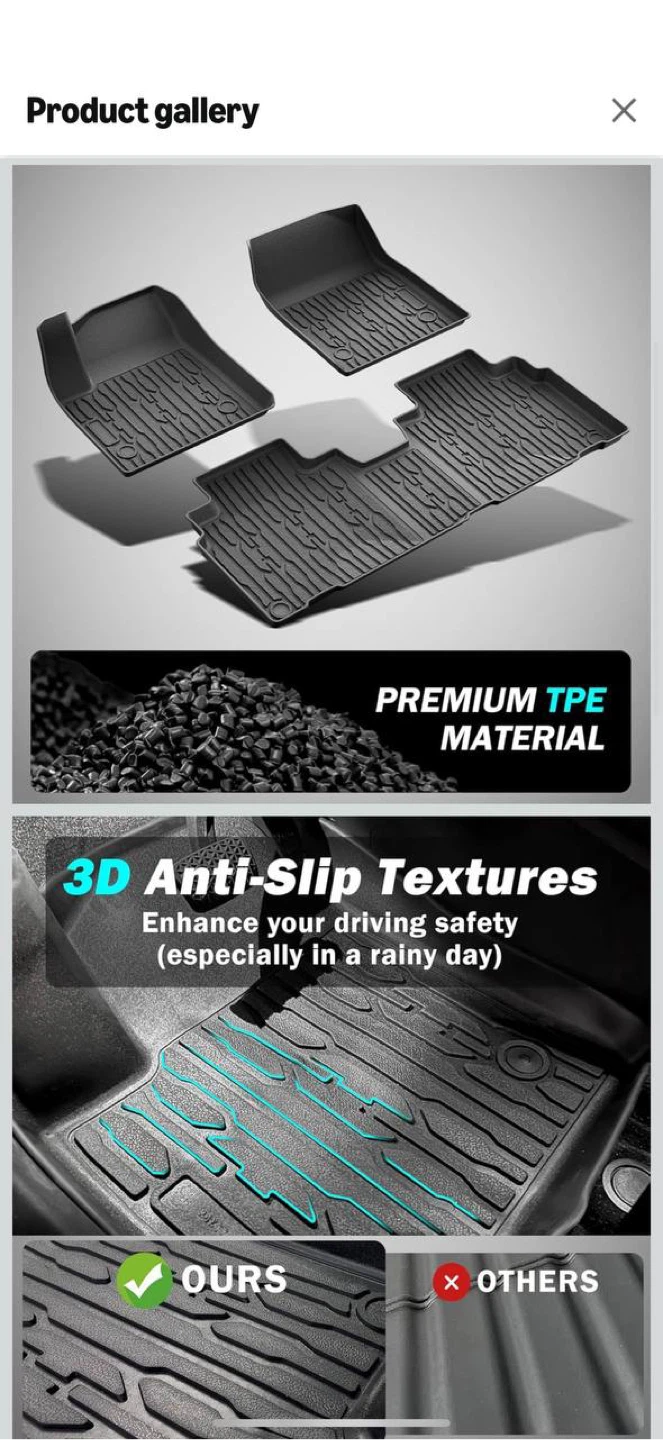 BestEvMod All-Weather Floor Mats for Chevy Blazer EV / Cadillac - photo 3