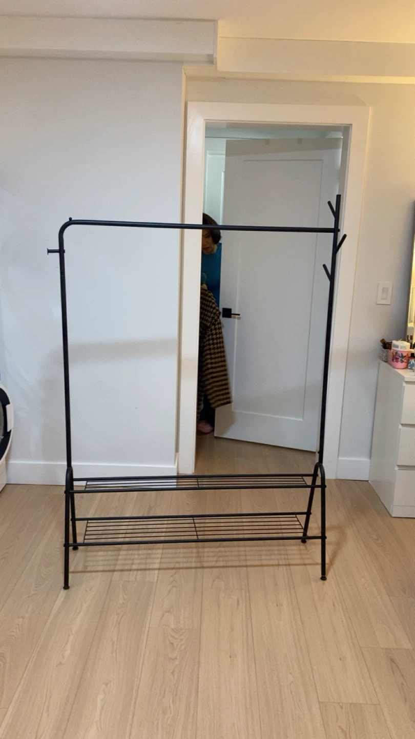 Black Metal Garment Rack with Shoe Shelf - photo 2