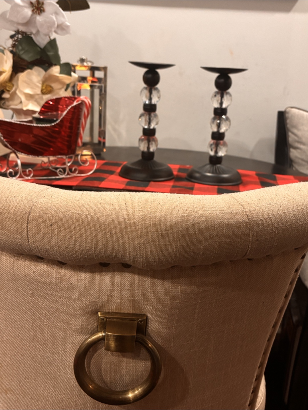 Pair of Decorative Black & Crystal Candlestick Holders - photo 3