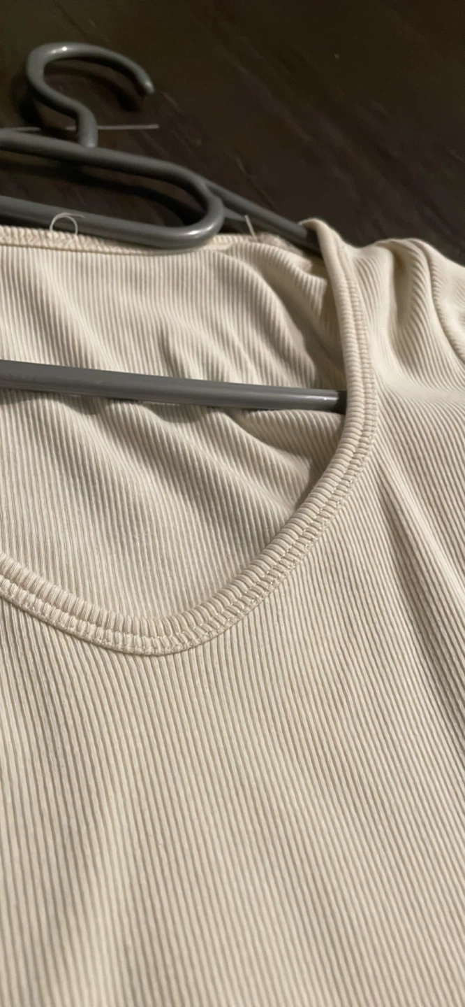 Ribbed Long Sleeve Top - Cream - photo 2
