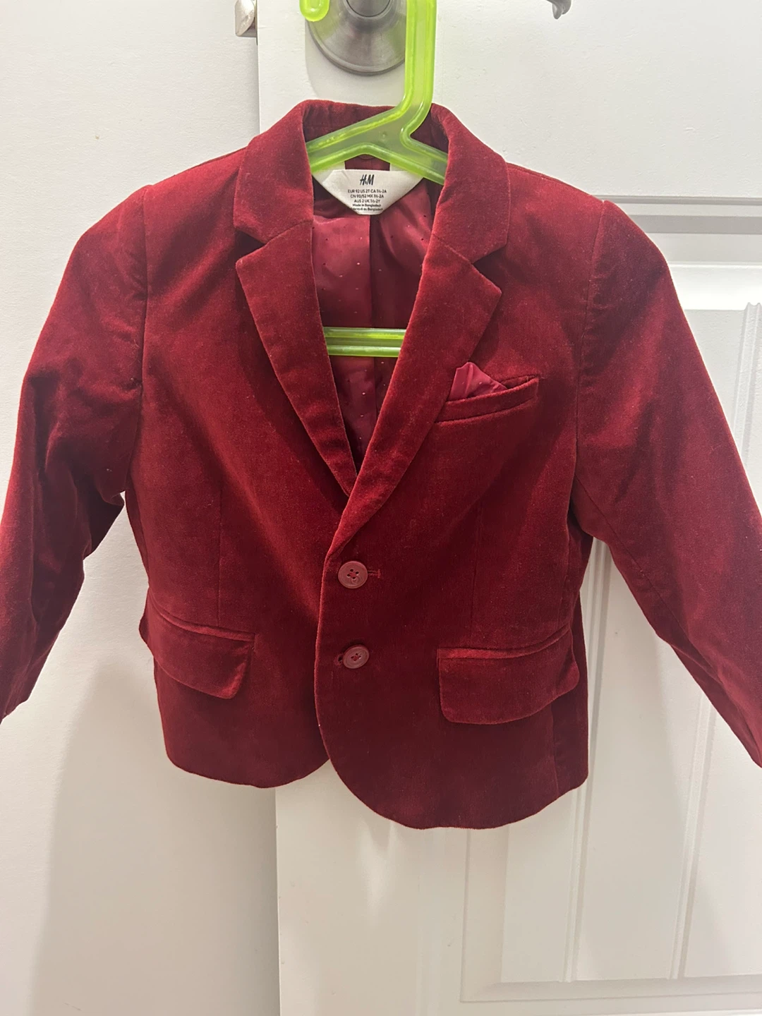 H&M Red Velvet Blazer - Size 2T