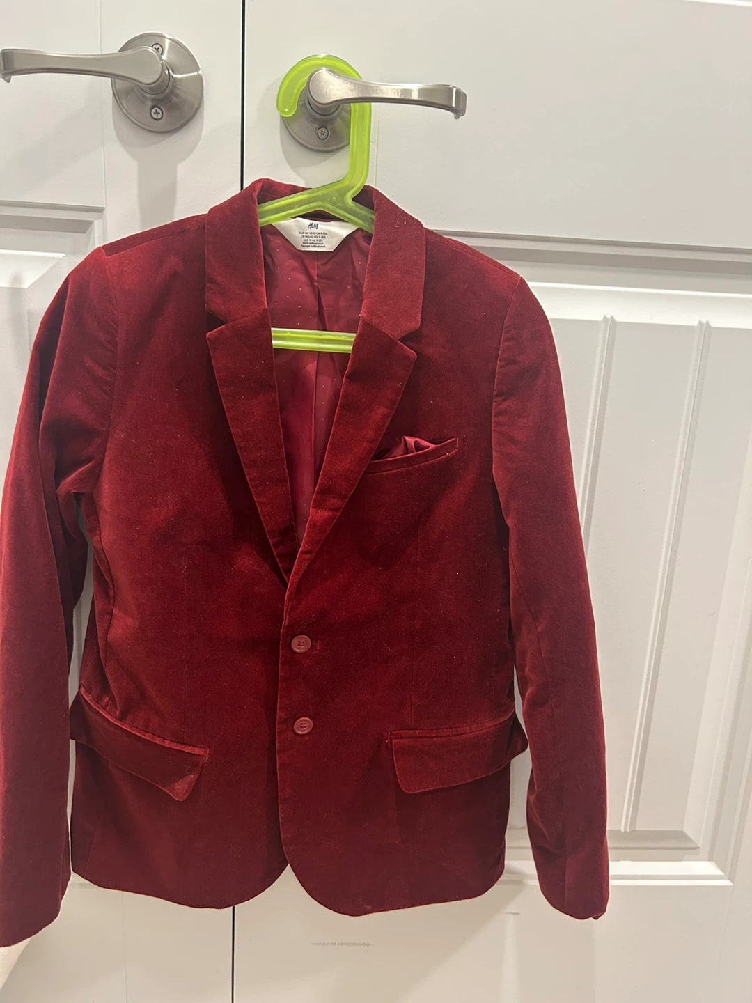 H&M Boys Red Velvet Blazer - Size 9-10