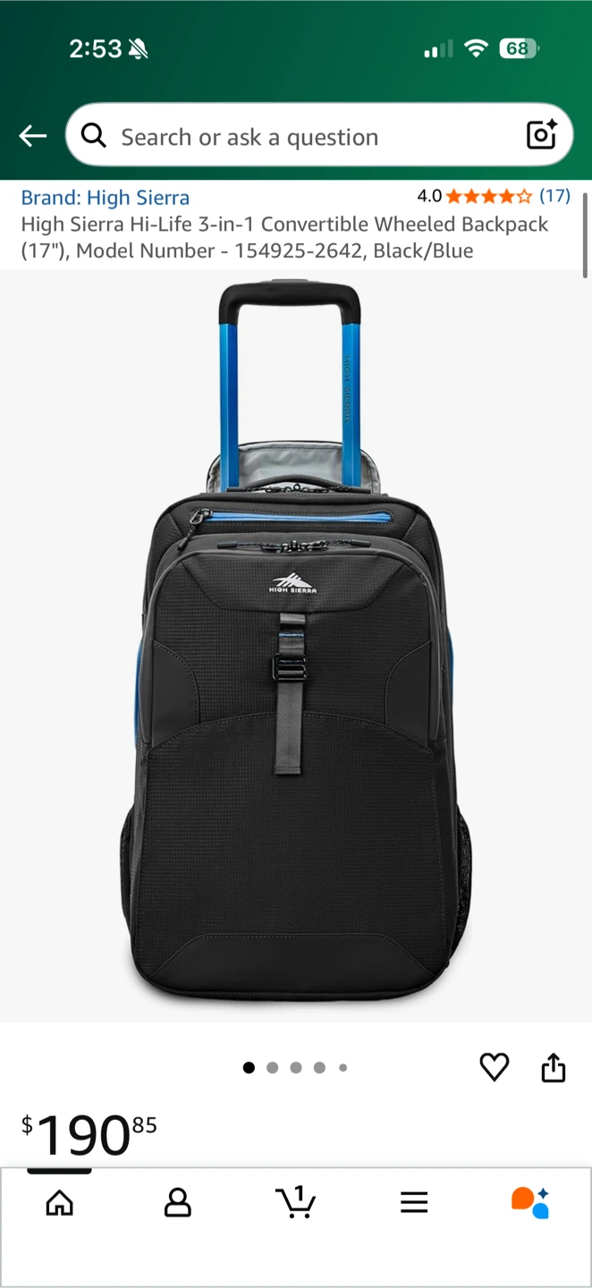 High Sierra Hi‑Life 3‑in‑1 Convertible Wheeled Backpack (17") - photo 5