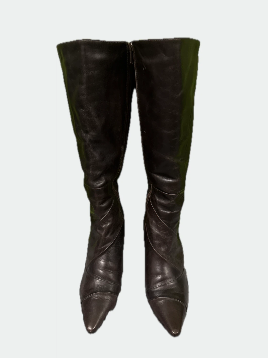 Brown Leather Knee-High Heel Boots - photo 3