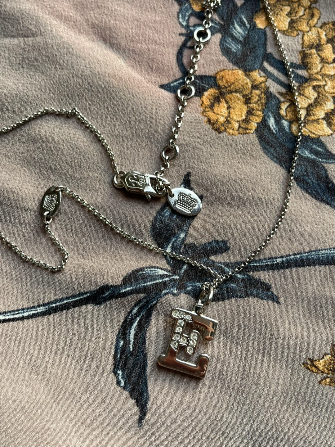 Juicy Couture Silver 'E' Initial/Letter Necklace
