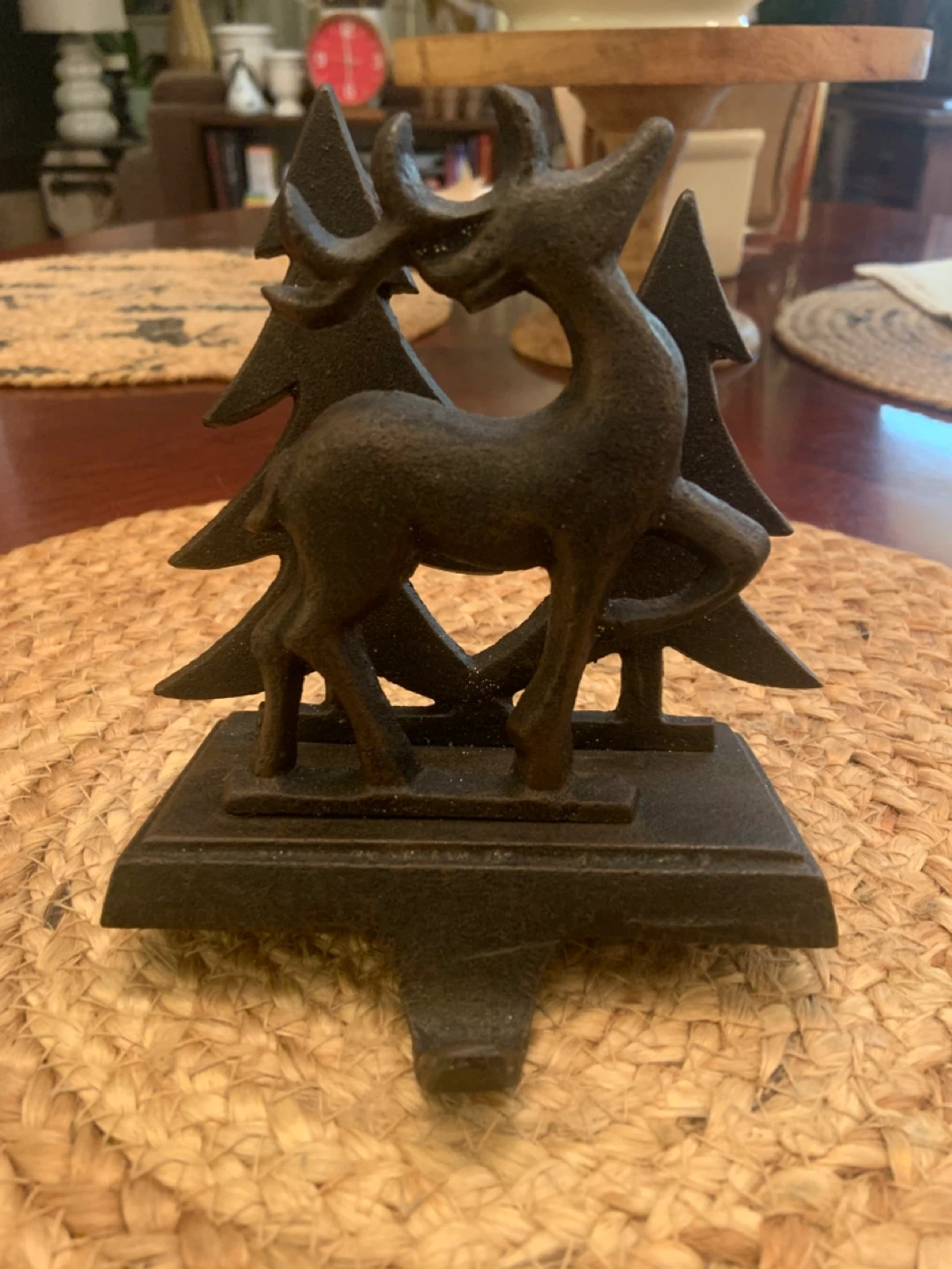 Cast Iron Deer & Tree Stocking Holder