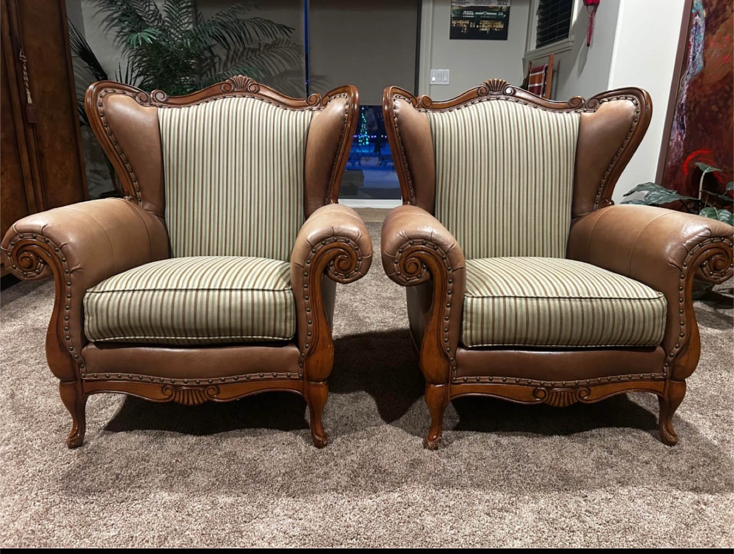 Leather Armchair with Striped Cushion or best offer