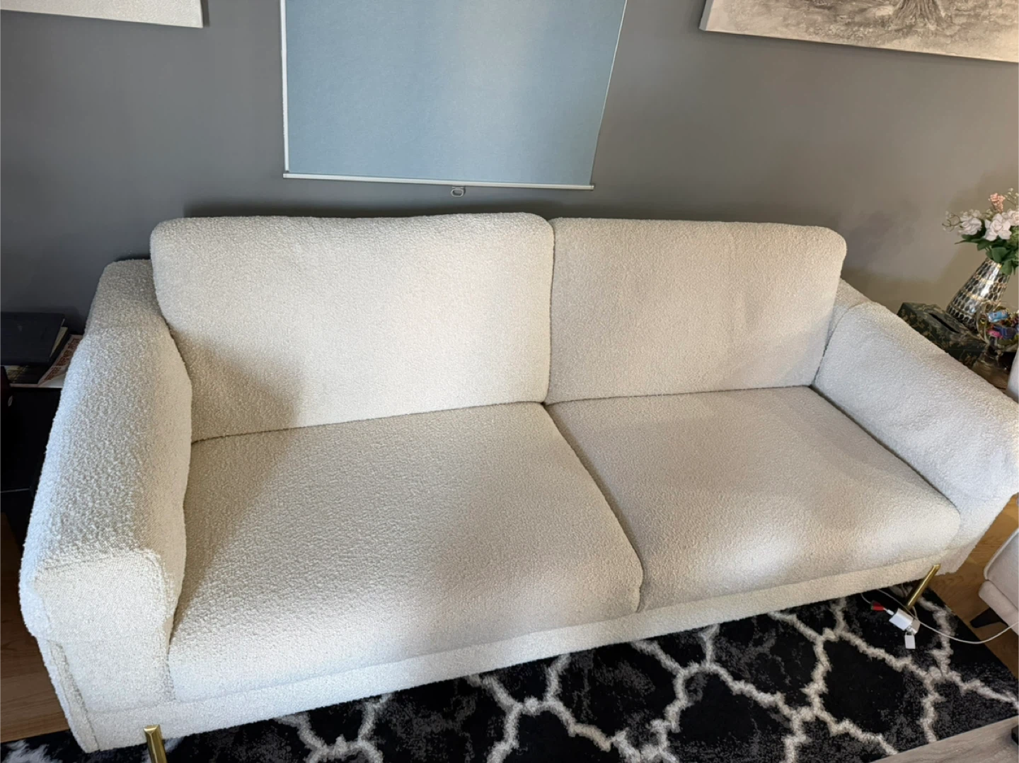 Boucle Cream Sofa 3 seater