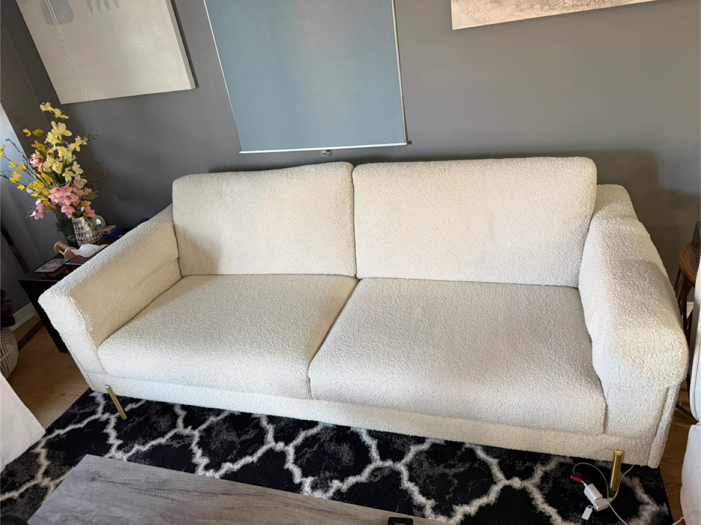 Boucle Cream Sofa 3 seater - photo 2