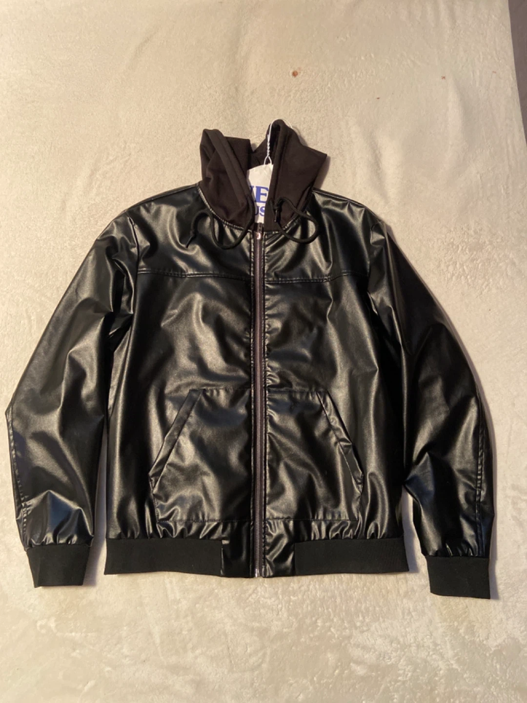 Black Faux Leather zip up hoodie