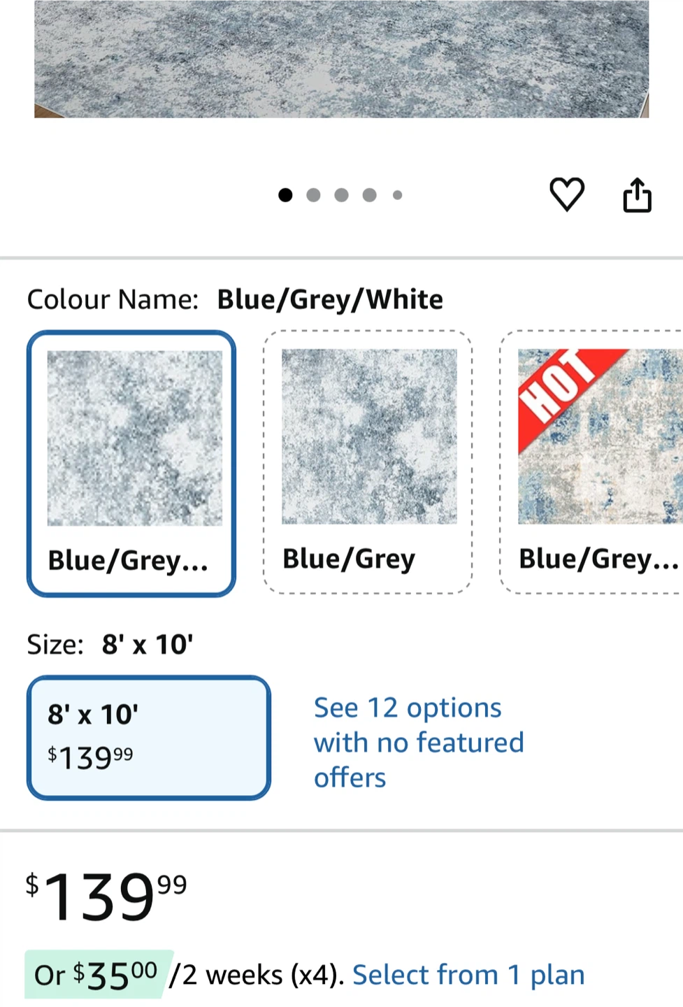 Modern Abstract Blue/Grey/White Area Rug 8' x 10' - photo 5